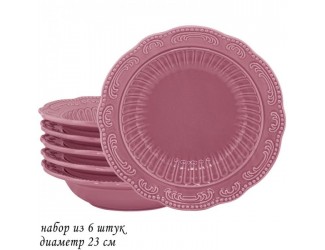 Набор тарелок глубоких 6шт 23см Lenardi Бавария розовый 110473