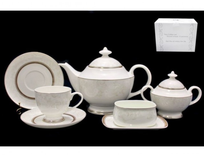 Чайный сервиз на 6 персон 18 предметов Lenardi Серый шёлк 145-123