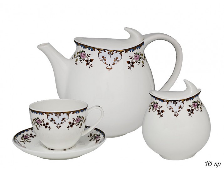Чайный сервиз на 6 персон 16 предметов Lenardi Цветы 214-001