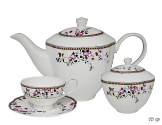 Чайный сервиз на 6 персон 16 предметов Lenardi Цветы 214-004