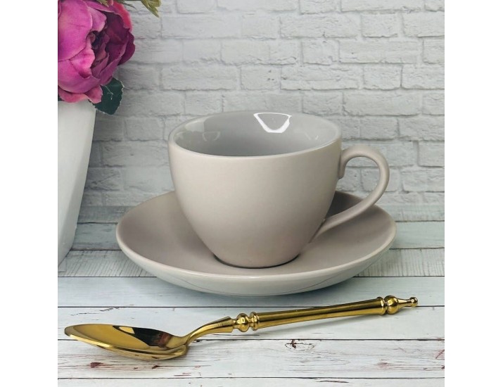 Набор кофейных пар на 6 персон 12 предметов 140мл Lenardi 226-162 серый