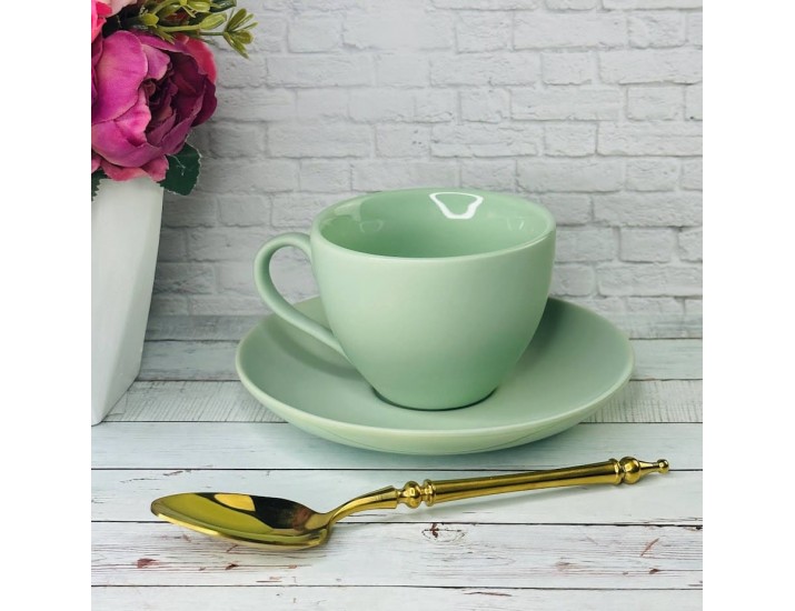 Набор кофейных пар на 6 персон 12 предметов 140мл Lenardi 226-165 салатовый