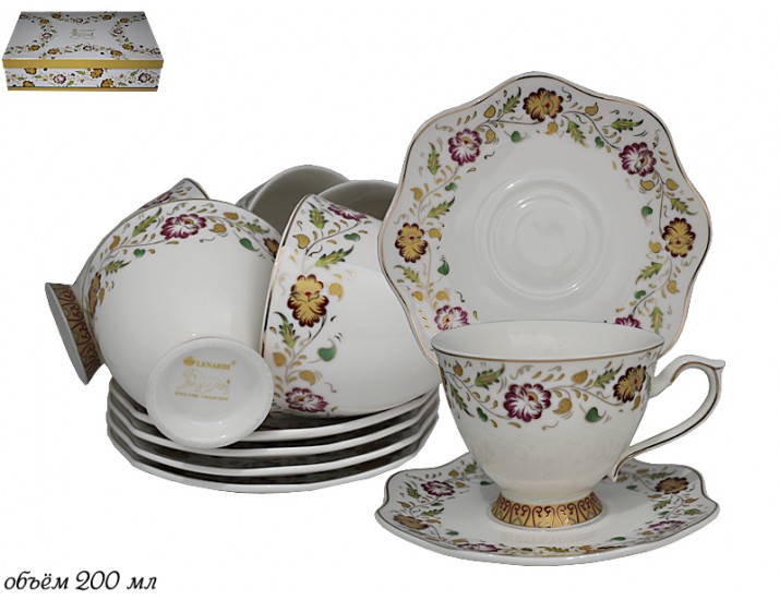 Набор чайных пар на 6 персон 12 предметов Lenardi 229-035