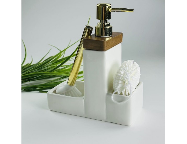 Набор кухонный диспенсер губка и щетка Lenardi Tropical 235-035