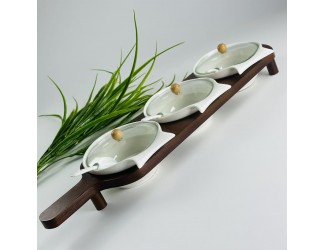 Набор из 3 баночек 13см с ложками на подставке Lenardi Tropical 235-053