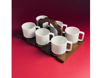 Набор из 6 чашек 130мл с блюдцами на подставке Lenardi Tropical 235-060