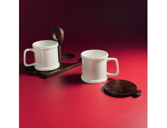 Набор из 2 кружек 310мл с блюдцами на подставке Lenardi Tropical 235-077