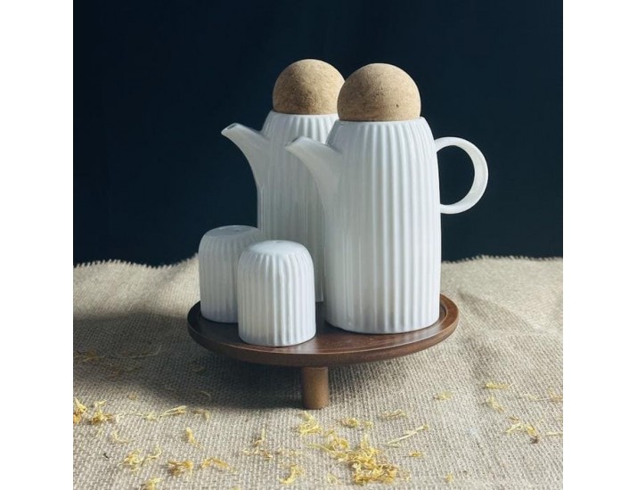 Набор солонок и бутылки для масла/уксуса 4предмета на подставке Lenardi Tropical 235-098