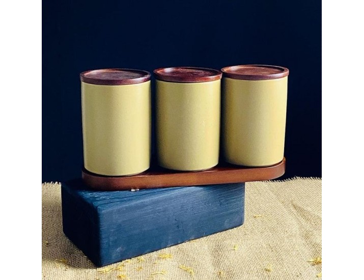 Набор из 3 банок 550мл с крышками на подставке Lenardi Tropical 235-117