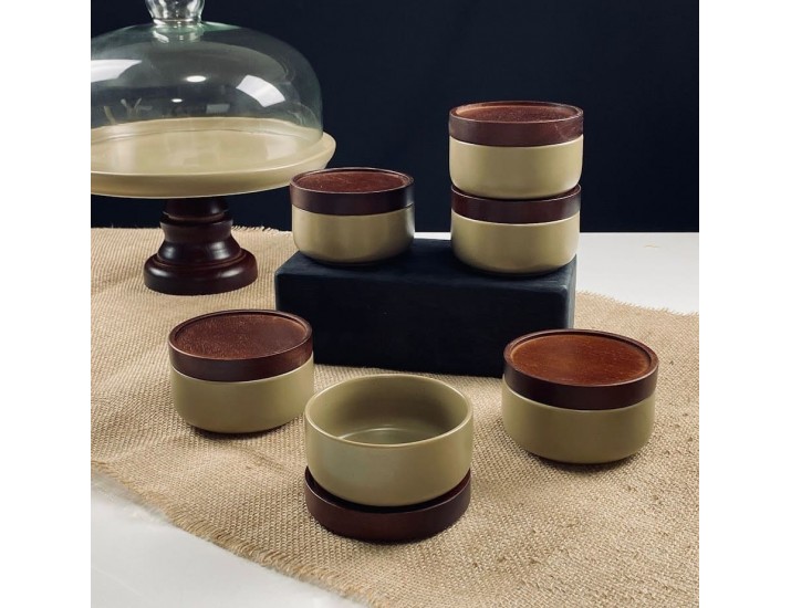 Набор из 6 салатников 10см с крышками/подставками Lenardi Tropical 235-133