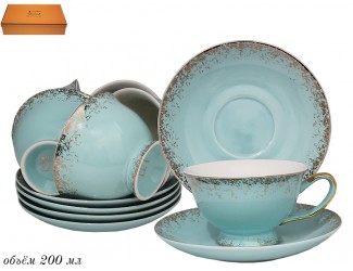 Набор чайных пар на 6 персон 12 предметов Lenardi, голубой 244-018