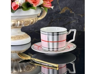 Набор чайных пар на 6 персон 12 предметов 290мл Lenardi розовый 244-036