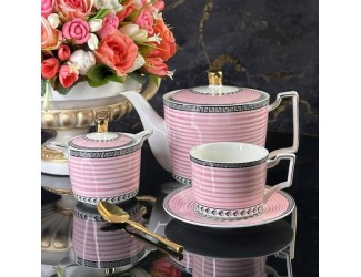 Чайный сервиз на 6 персон 16 предметов Lenardi розовый 244-041