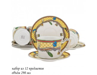 Набор чайных пар на 6 персон 12 предметов 290мл Lenardi 244-045