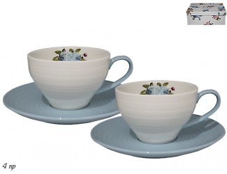 Набор чайных пар на 2 персон 4 предметов Lenardi голубой 304-084