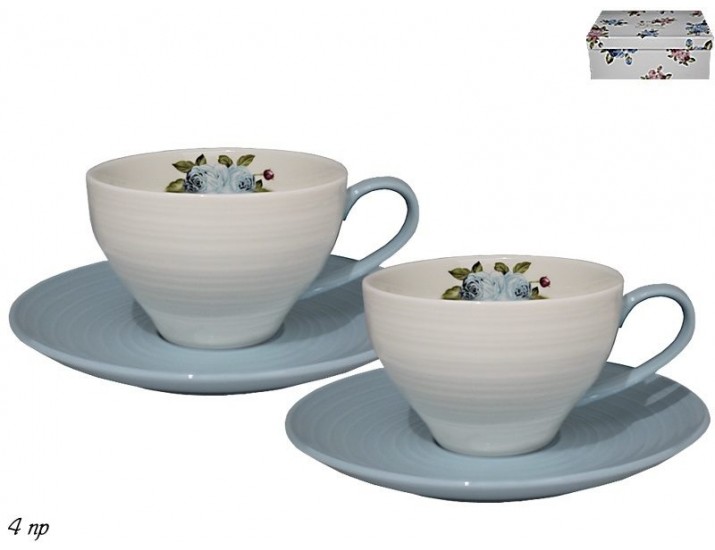 Набор чайных пар на 2 персон 4 предметов Lenardi голубой 304-084