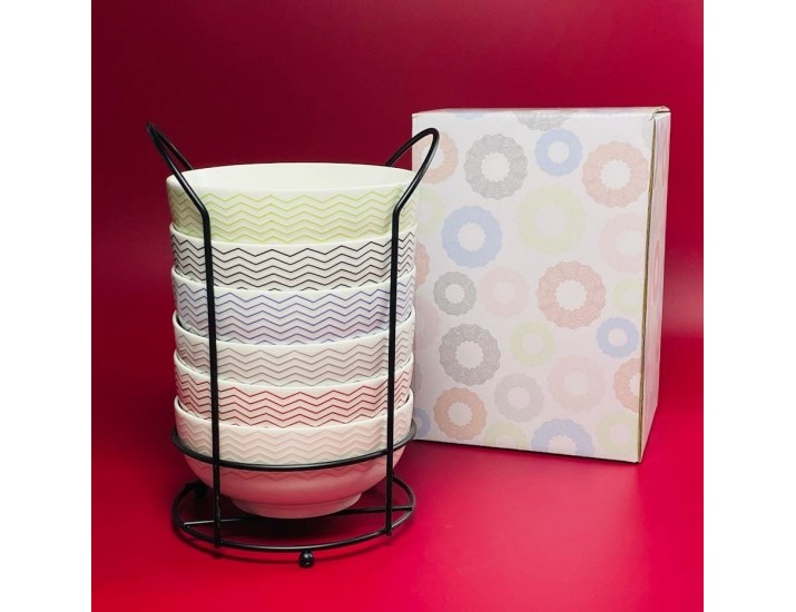 Набор из 6 салатников 15см на подставке Lenardi 305-145