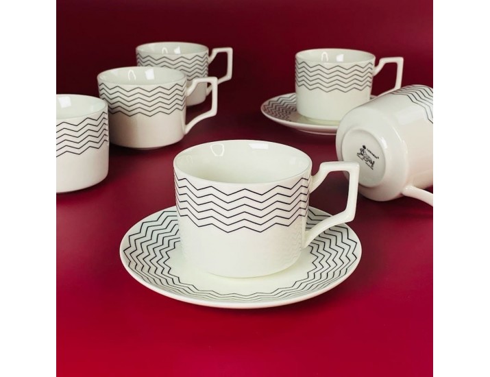 Набор чайных пар на 6 персон 12 предметов 250мл Lenardi 305-148 чёрный