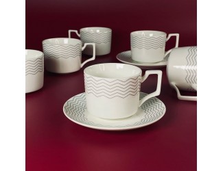 Набор чайных пар на 6 персон 12 предметов 250мл Lenardi 305-152 серый