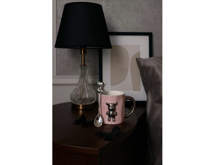 Кружка 350мл с ложкой Lenardi 315-069 розовая