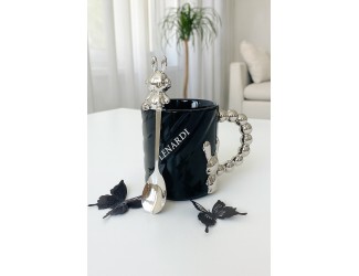 Кружка 430мл с ложкой Lenardi 315-072 чёрная