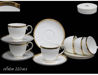 Набор чайных пар на 6 персон 12 предметов 220мл Lenardi белый 555-085