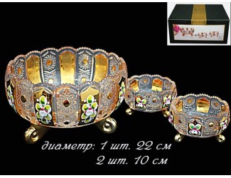Набор фруктовница23см+2 конфетницы Lenardi Golden 588-040