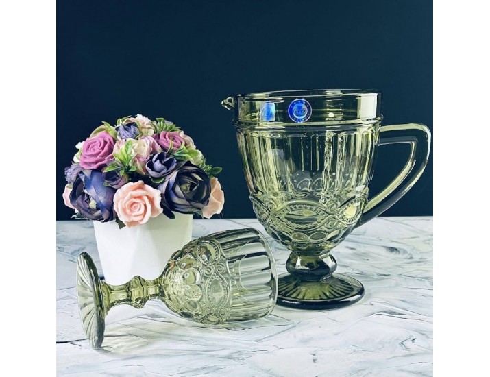 Набор графин 1000мл и 6 стаканов 250мл Lenardi 588-435 зелёный