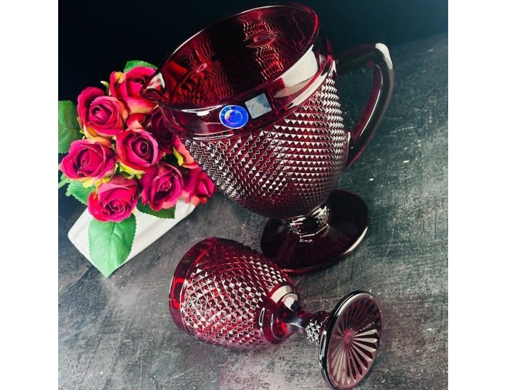 Набор графин 1000мл и 6 стаканов 240мл Lenardi 588-509 красный