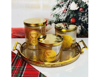 Набор из 3 банок для сыпучих продуктов 800/650/500мл. на подносе Lenardi 588-726