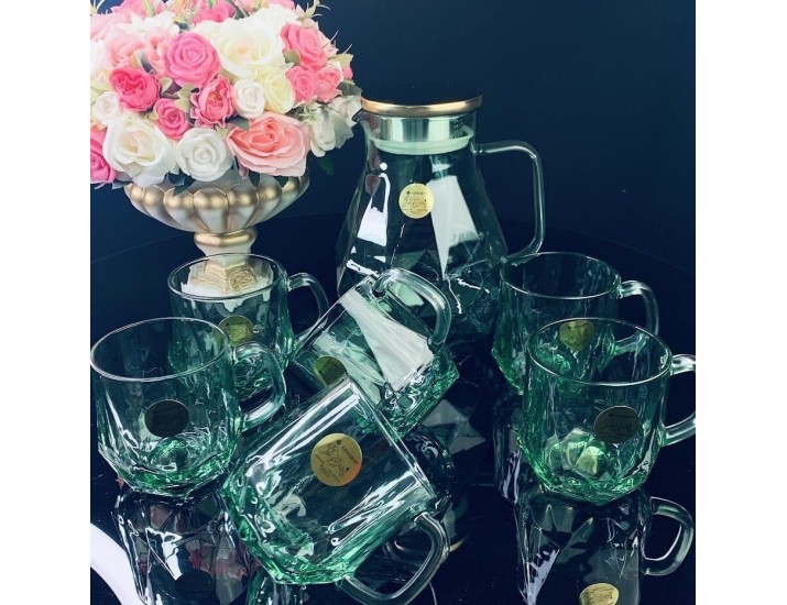 Набор кувшин-заварник 1,9 л  и 6 кружек 350 мл Lenardi 589-015 зелёный