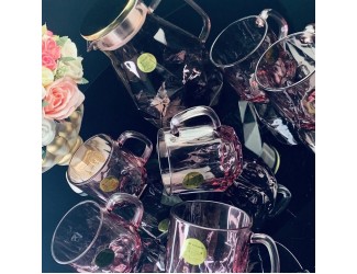 Набор кувшин-заварник 1,9 л и 6 кружек 350 мл Lenardi 589-016 розовый