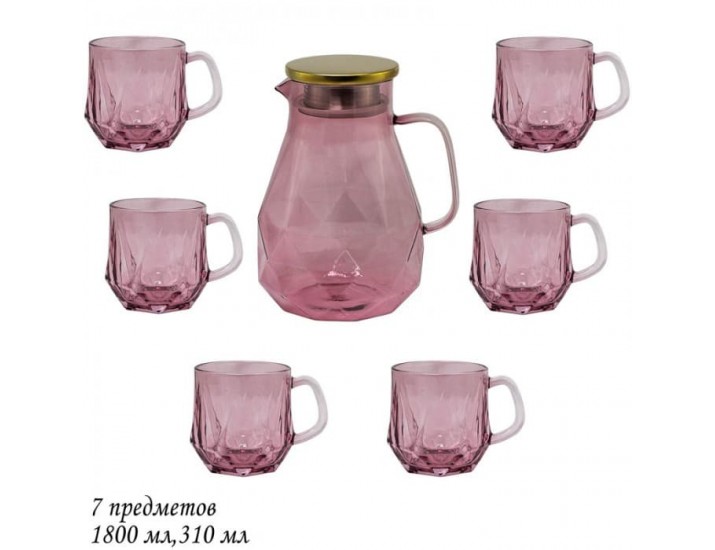 Набор для чая 7 предметов Lenardi розовый 589-016