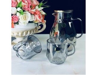 Набор кувшин-заварник 1,9 л и 6 кружек 350 мл Lenardi 589-029 серый