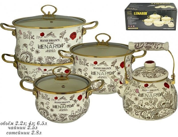 Набор эмалированной посуды из 9 предметов Lenardi Птичий дворик 776-014