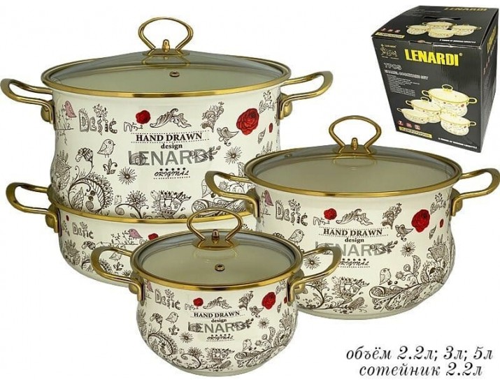Набор эмалированной посуды из 7 предметов Lenardi Птичий дворик 776-014
