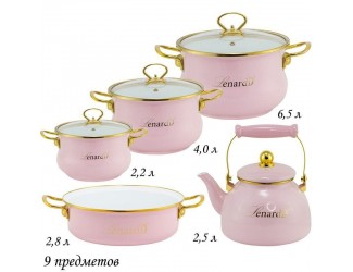 Набор эмалированных кастрюль из 9 предметов Lenardi Miguel 776-026 серый