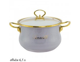 Кастрюля эмалированная 6,5л с крышкой 26см Lenardi Miguel 776-042 серый