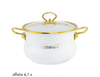 Кастрюля эмалированная 6,5л с крышкой 26см Lenardi Miguel 776-043 белая