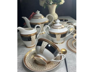 Набор чайных пар на 6 персон 12 предметов Lenardi Black Baccara 205-004 Набор чайных пар на 6 персон 12 предметов Lenardi Black Baccara 205-004