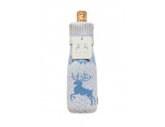 Декоративный чехол на бутылку Luxberry Олень белый/голубой серебряная нить