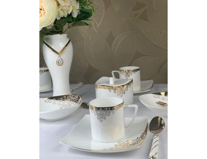 Чайно-столовый сервиз на 12 персон 93 предмета Lenardi Золотой орнамент 145-102