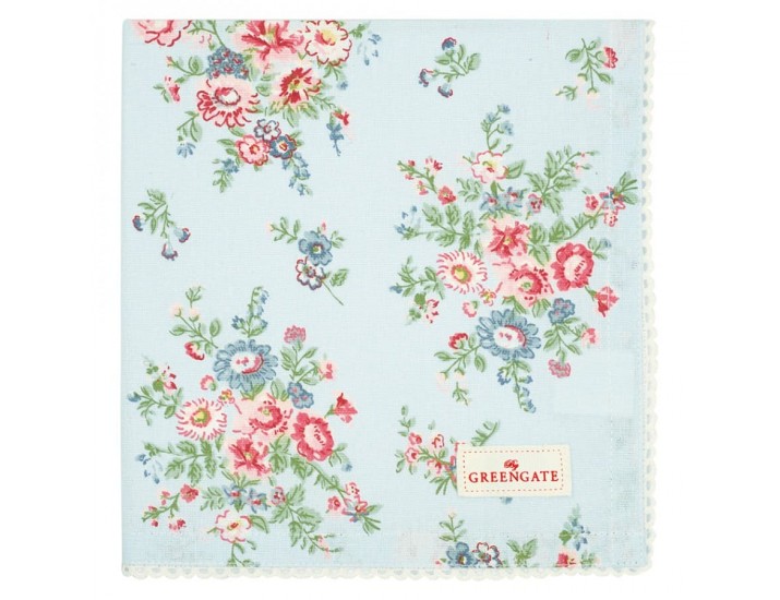 Салфетка с кружевом 40*40см Greengate Ailis pale blue голубая