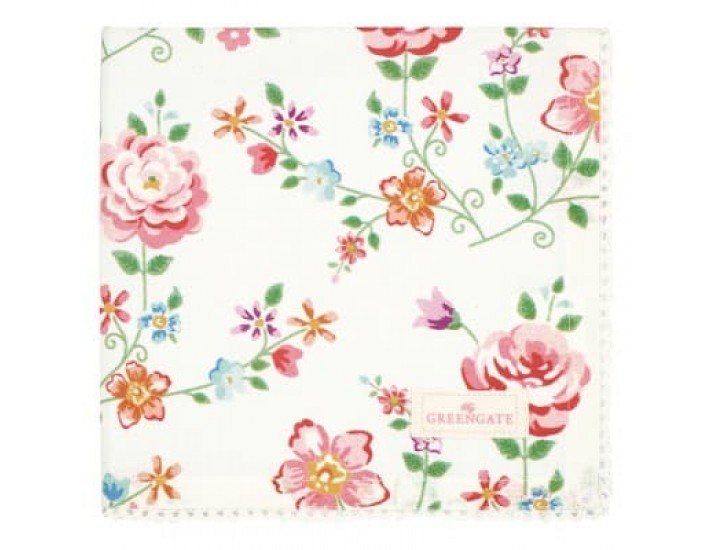Салфетка с кружевом 40*40см Greengate Columbine white