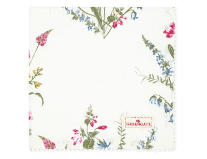Салфетка с кружевом 40*40см Greengate Elwin white