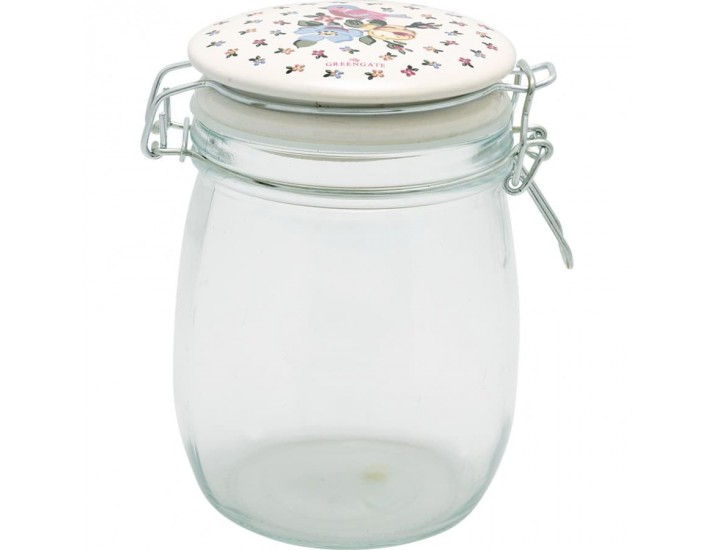 Банка стеклянная с крышкой 750мл Greengate Ellie white