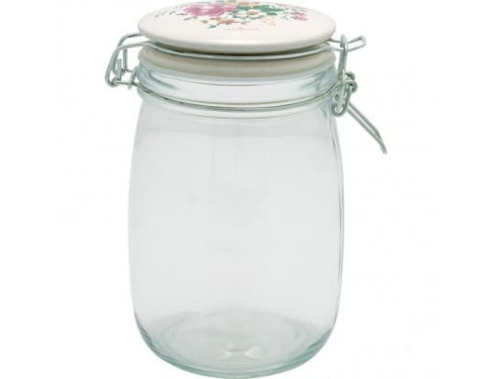 Банка стеклянная с крышкой 1л Greengate Marie peach