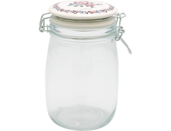 Банка стеклянная с крышкой 1л Greengate Madison white
