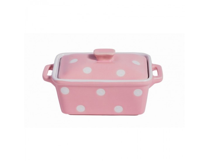 Маслёнка Isabelle Rose Pink with dots 16,6*10*8см