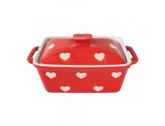 Маслёнка Isabelle Rose Red with hearts 16,5x10x8 см